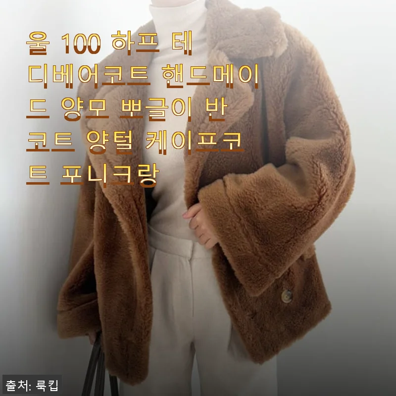 울 100 하프 테디베어코트 핸드메이드 양모 뽀글이 반코트 사용후기