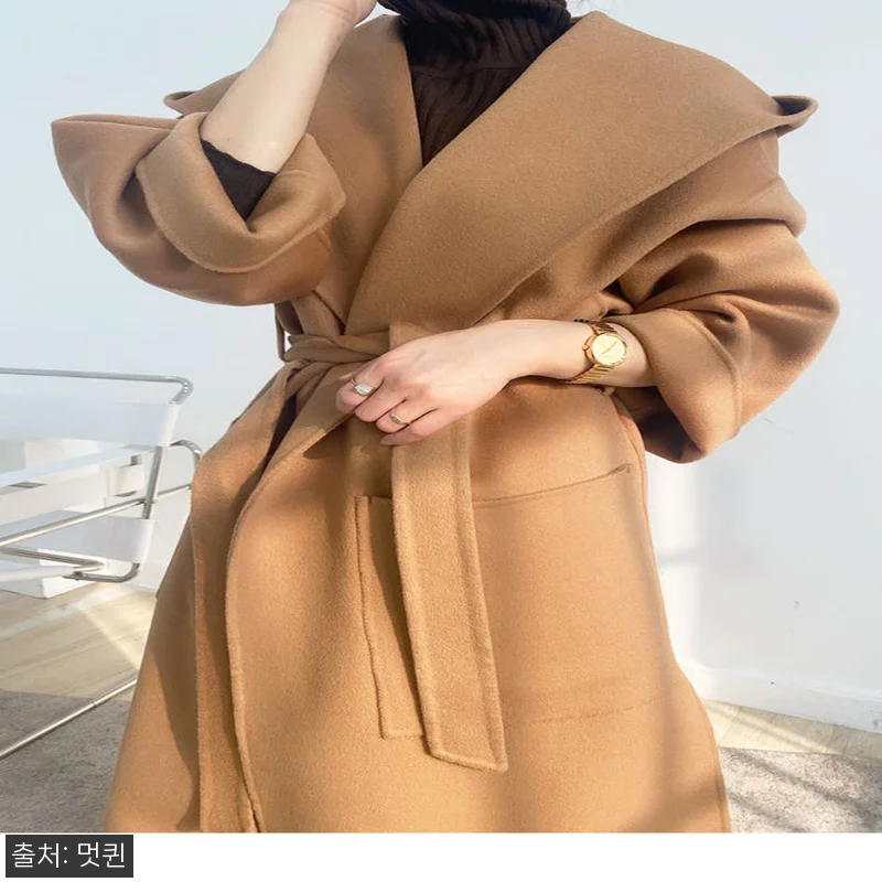 멋퀸 프리미엄 숄카라후드 롱코트 울1 관련 이미지 1