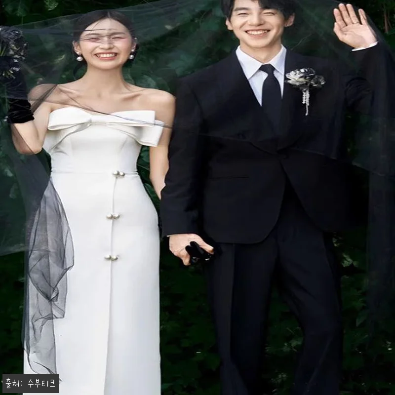 새틴 피로연 브라이덜샤워 셀프웨딩 드 관련 이미지 1
