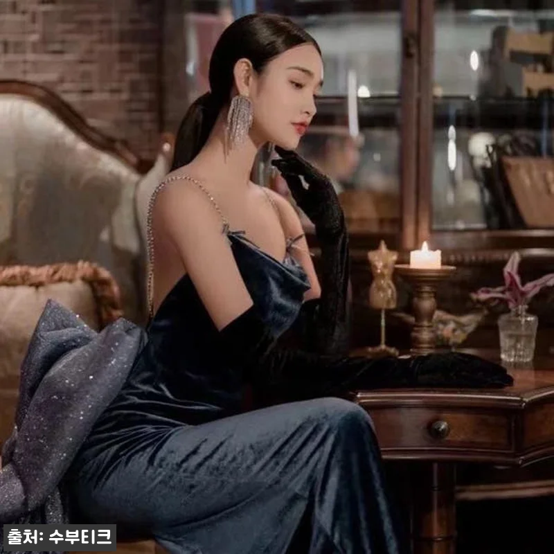 벨벳 민소매 퍼프소매 반팔 왕리본 드 관련 이미지 6