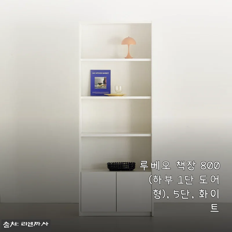 루베오 책장 800 (하부 1단 도어형), 5단, 화이트 사용후기 - 튼튼함과 깔끔한 디자인의 만족스러운 선택