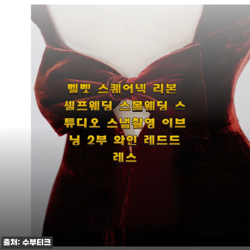 벨벳 스퀘어넥 리본 와인 레드드레스 사용후기: 셀프웨딩과 스튜디오 촬영에 딱 맞는 우아함