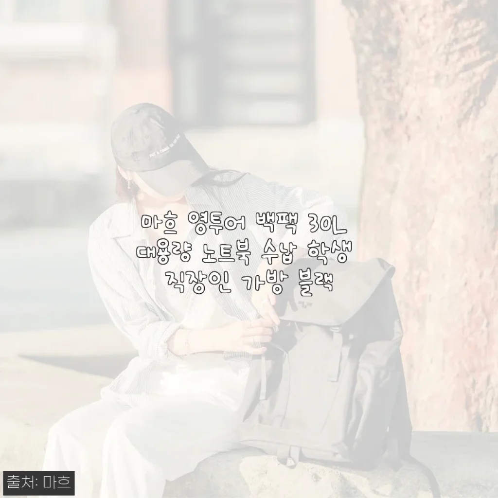 마흐 영투어 백팩 30L 사용후기: 대용량에 실용성까지 만족스러운 학생·직장인 가방