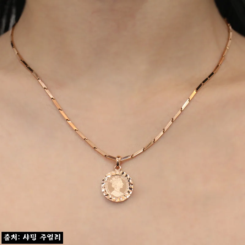 18K 엘리자베스 코인 커팅 펜던트 소 대나무 체인 목걸이, 깔끔한 포인트 주얼리로 눈여겨본 후기
