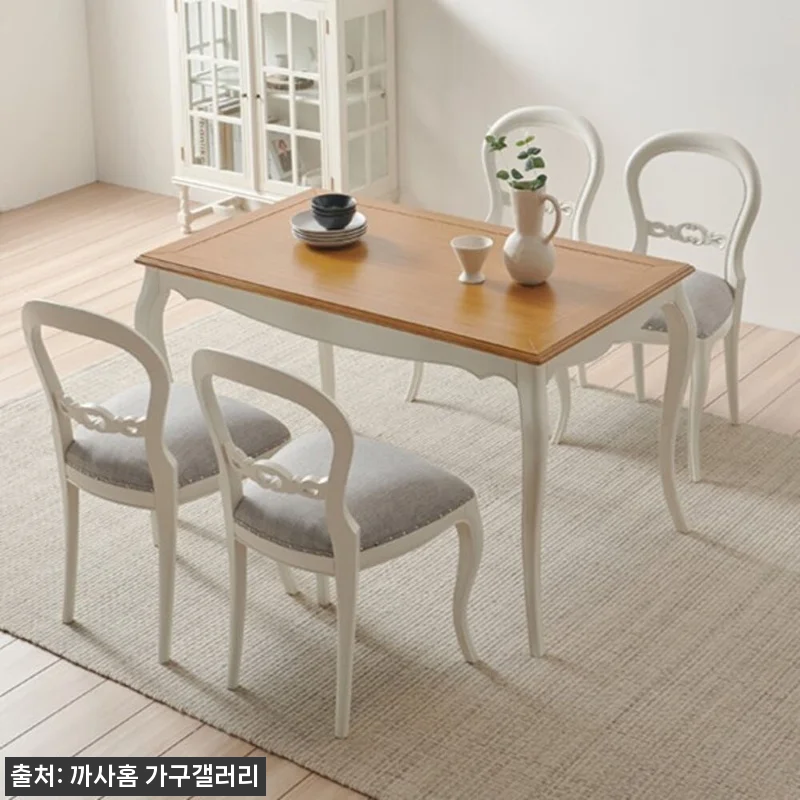 까사홈 로즈 아이보리 4인용 엔틱식탁 관련 이미지 2