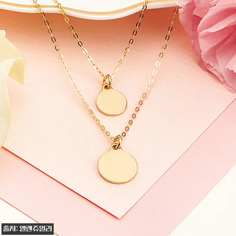 14K 이니셜 코인 금 목걸이 8mm 관련 이미지 2