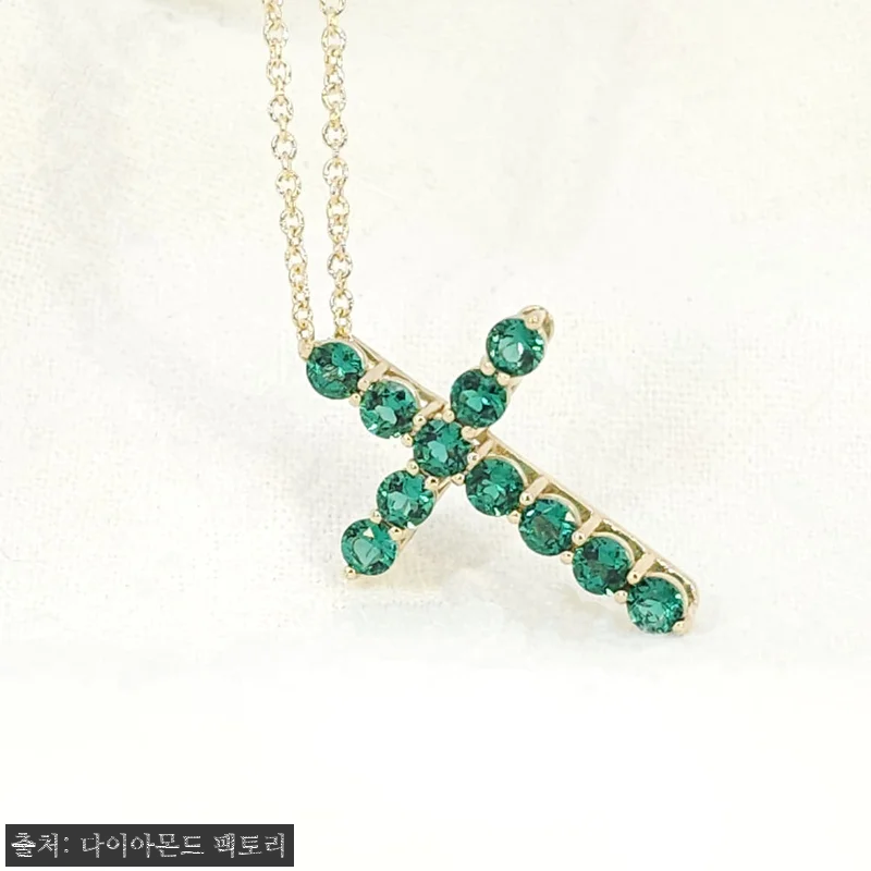 14k 랩에메랄드 십자가 목걸이 찐후 관련 이미지 4
